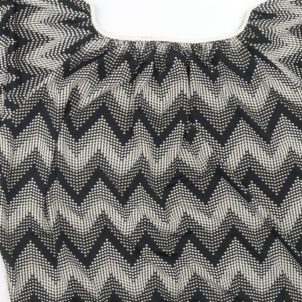 Womens UK Size S Blue vanilla Black Basic Blouse