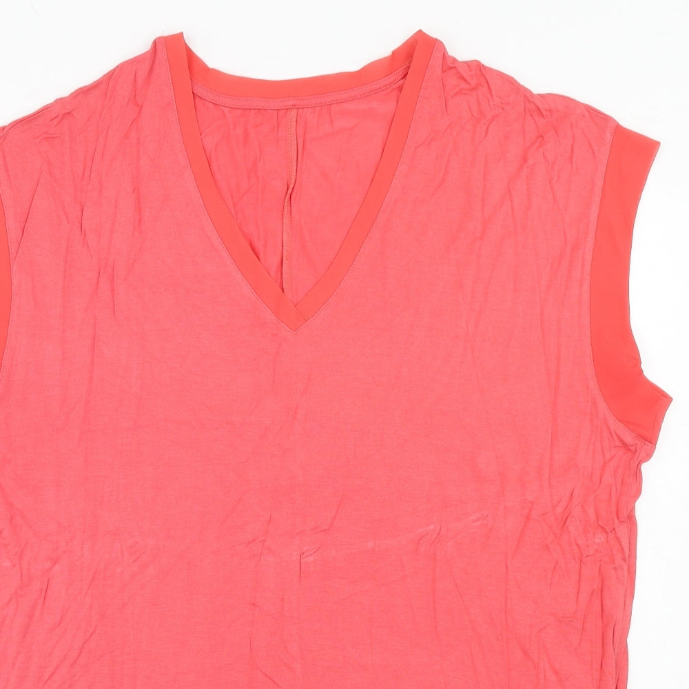 Avon Womens Pink Viscose Basic T-Shirt Size 18 V-Neck