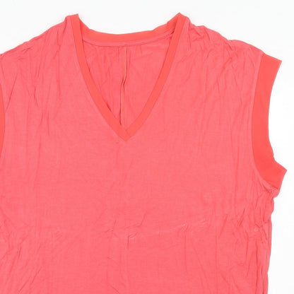 Avon Womens Pink Viscose Basic T-Shirt Size 18 V-Neck