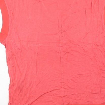 Avon Womens Pink Viscose Basic T-Shirt Size 18 V-Neck