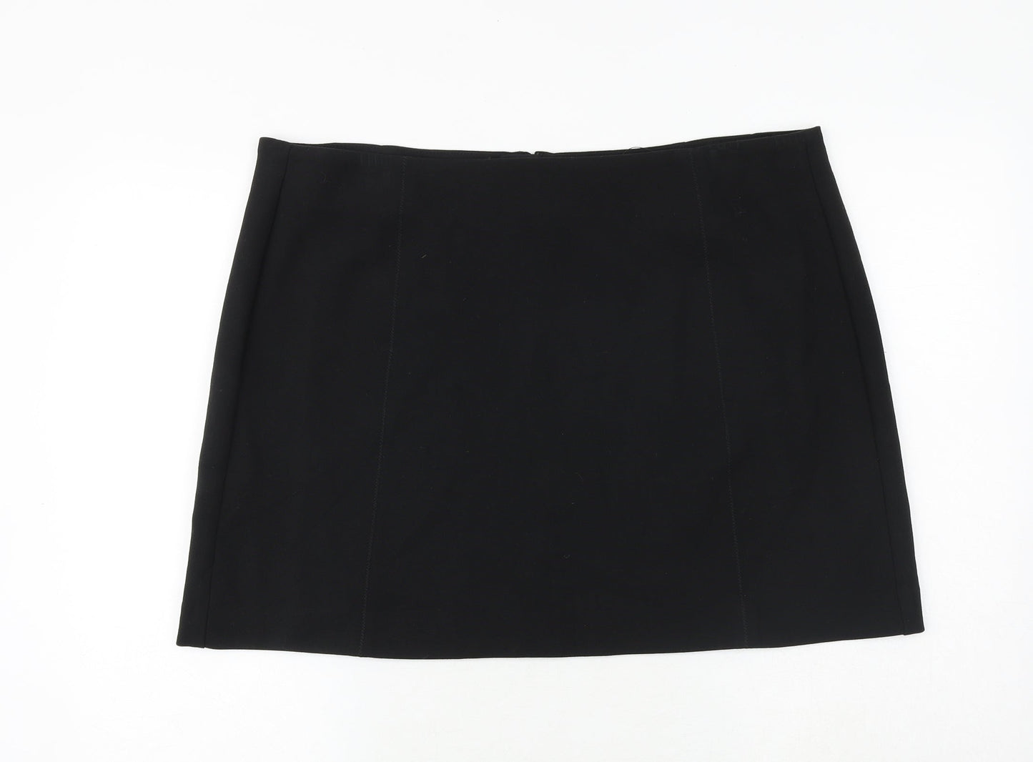 Marks and Spencer Womens Black Polyester A-Line Skirt Size 20 Zip