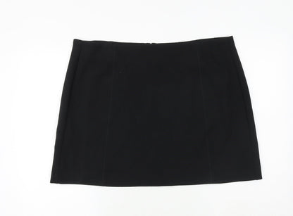 Marks and Spencer Womens Black Polyester A-Line Skirt Size 20 Zip