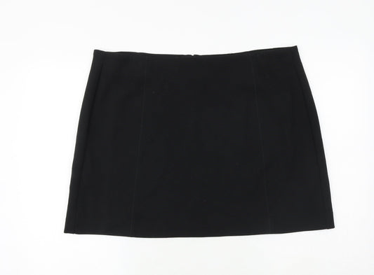 Marks and Spencer Womens Black Polyester A-Line Skirt Size 20 Zip