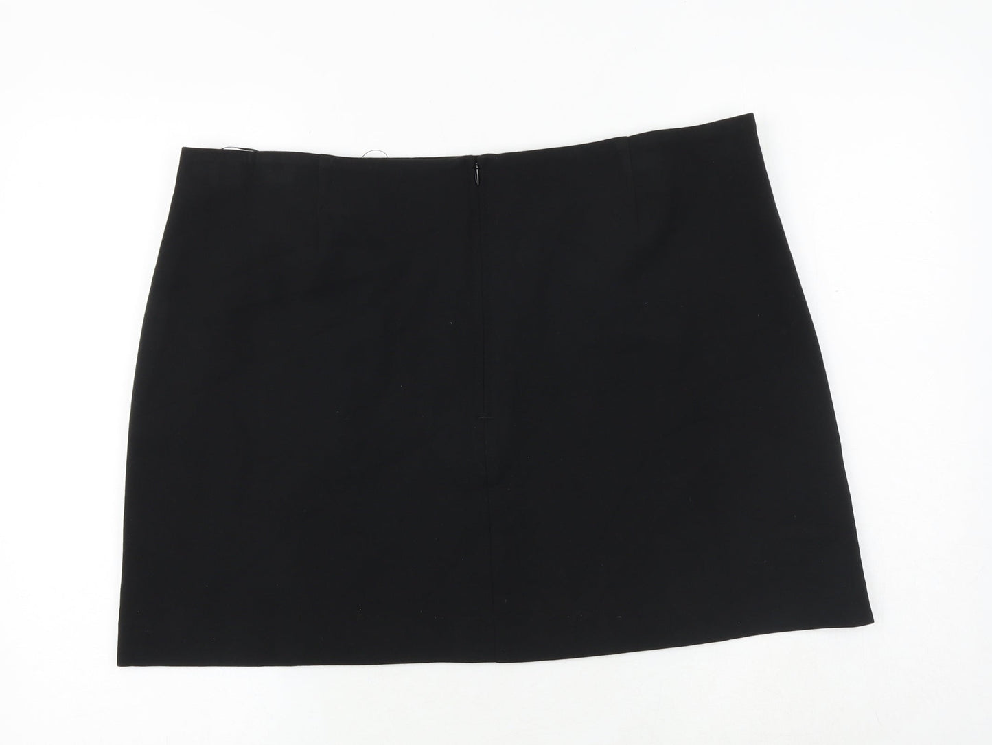 Marks and Spencer Womens Black Polyester A-Line Skirt Size 20 Zip