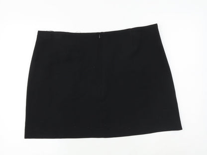 Marks and Spencer Womens Black Polyester A-Line Skirt Size 20 Zip