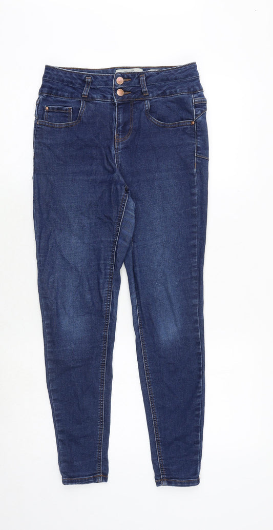 New Look Womens Blue Cotton Skinny Jeans Size 8 Regular Zip