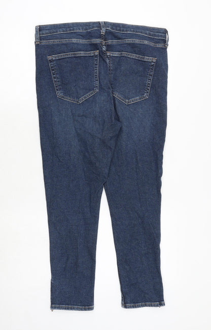Topshop Womens Blue Cotton Tapered Jeans Size 34 in Regular Zip - Ankle Zip