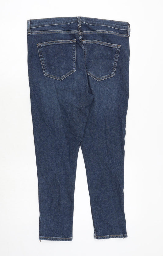Topshop Womens Blue Cotton Tapered Jeans Size 34 in Regular Zip - Ankle Zip