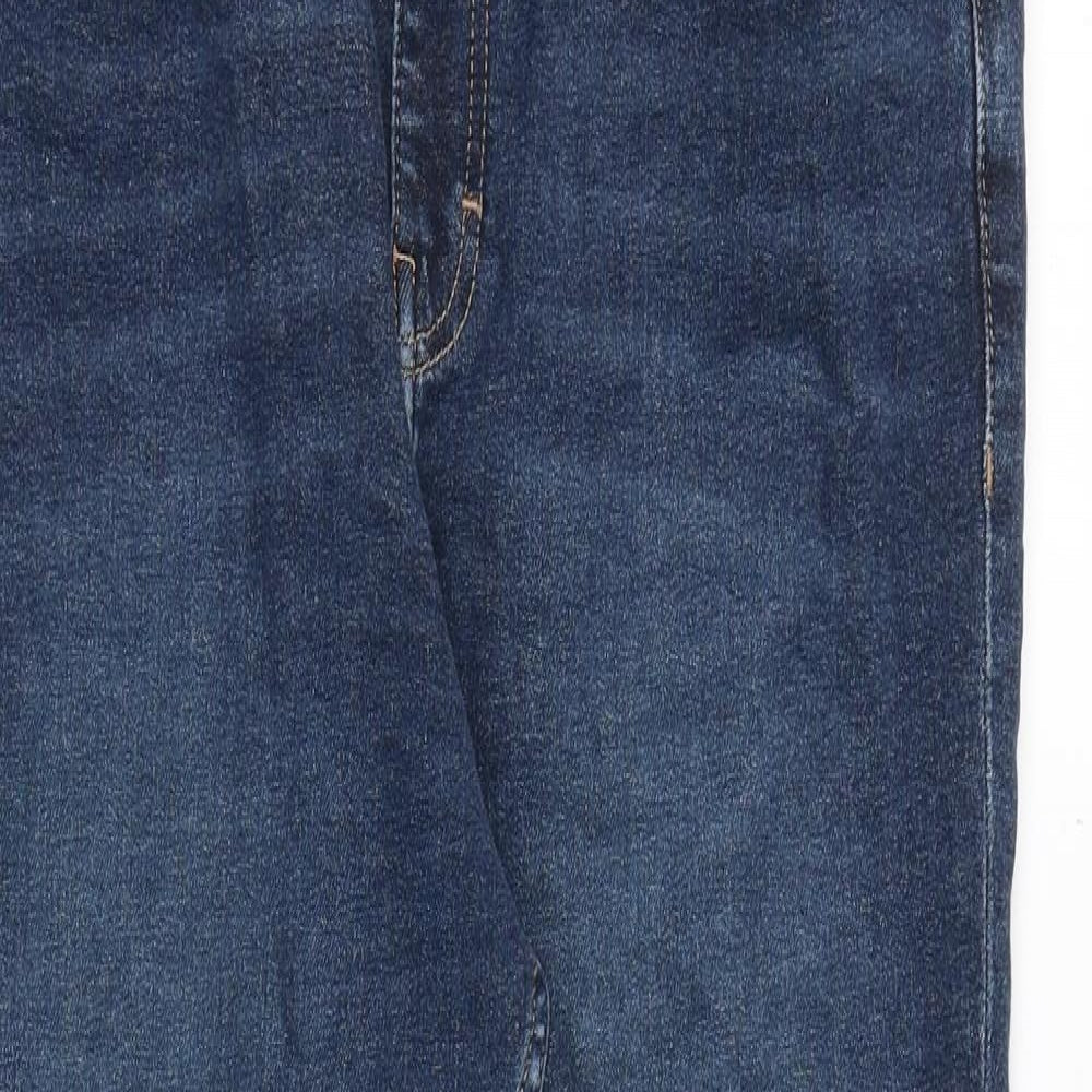 Topshop Womens Blue Cotton Tapered Jeans Size 34 in Regular Zip - Ankle Zip