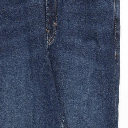 Topshop Womens Blue Cotton Tapered Jeans Size 34 in Regular Zip - Ankle Zip