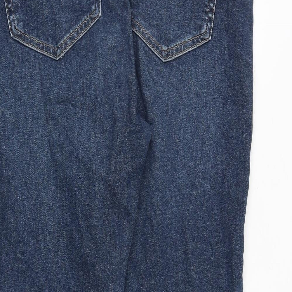 Topshop Womens Blue Cotton Tapered Jeans Size 34 in Regular Zip - Ankle Zip