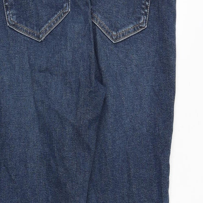 Topshop Womens Blue Cotton Tapered Jeans Size 34 in Regular Zip - Ankle Zip