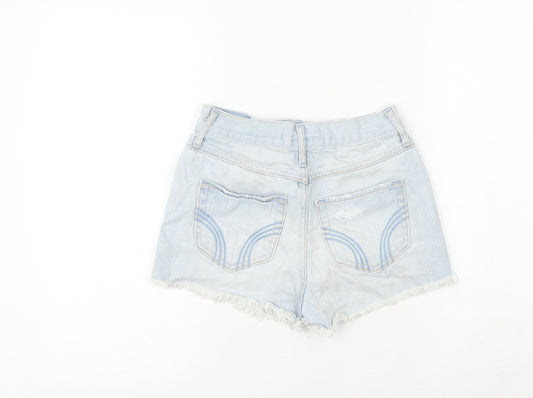 Hollister Womens Blue 100% Cotton Boyfriend Shorts Size 23 in Regular Zip - Raw Hems