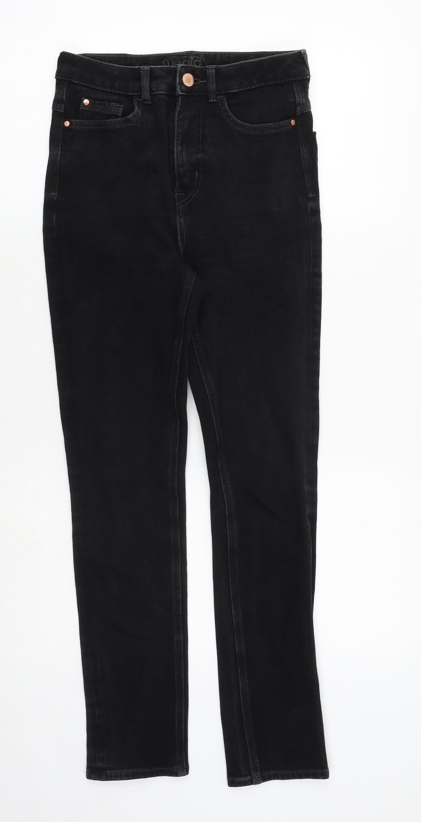 Marks and Spencer Womens Black Cotton Skinny Jeans Size 8 Regular Zip