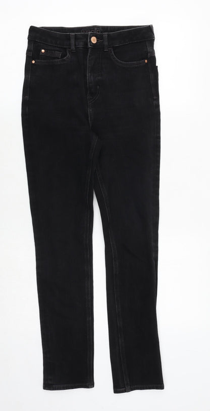 Marks and Spencer Womens Black Cotton Skinny Jeans Size 8 Regular Zip