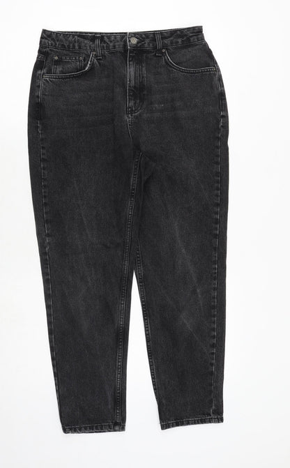 Topshop Womens Black Cotton Tapered Jeans Size 30 in Regular Zip