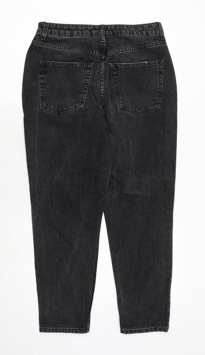 Topshop Womens Black Cotton Tapered Jeans Size 30 in Regular Zip