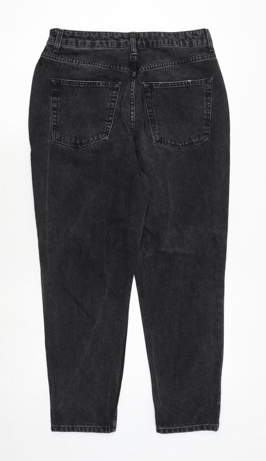 Topshop Womens Black Cotton Tapered Jeans Size 30 in Regular Zip
