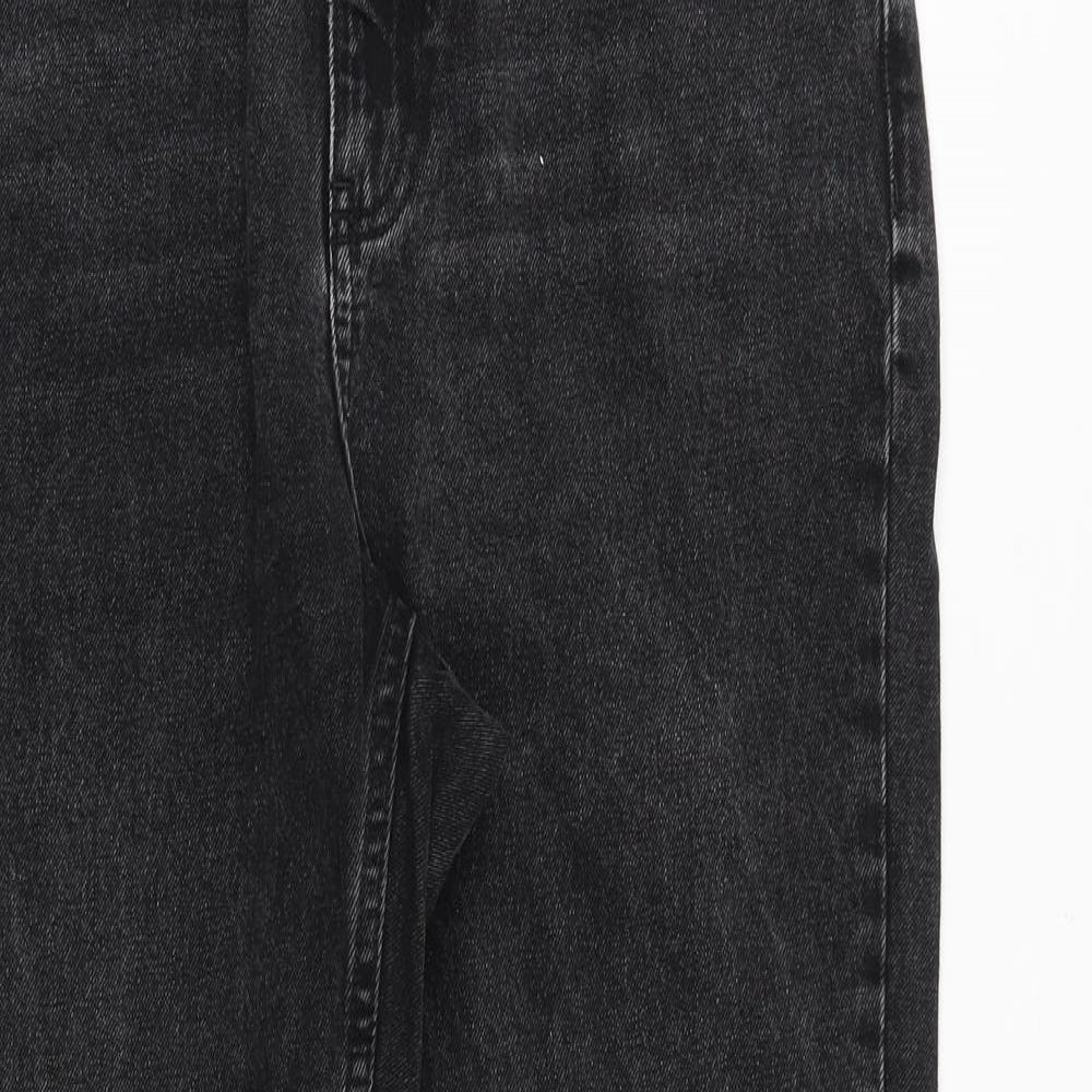 Topshop Womens Black Cotton Tapered Jeans Size 30 in Regular Zip