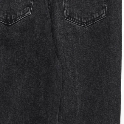 Topshop Womens Black Cotton Tapered Jeans Size 30 in Regular Zip
