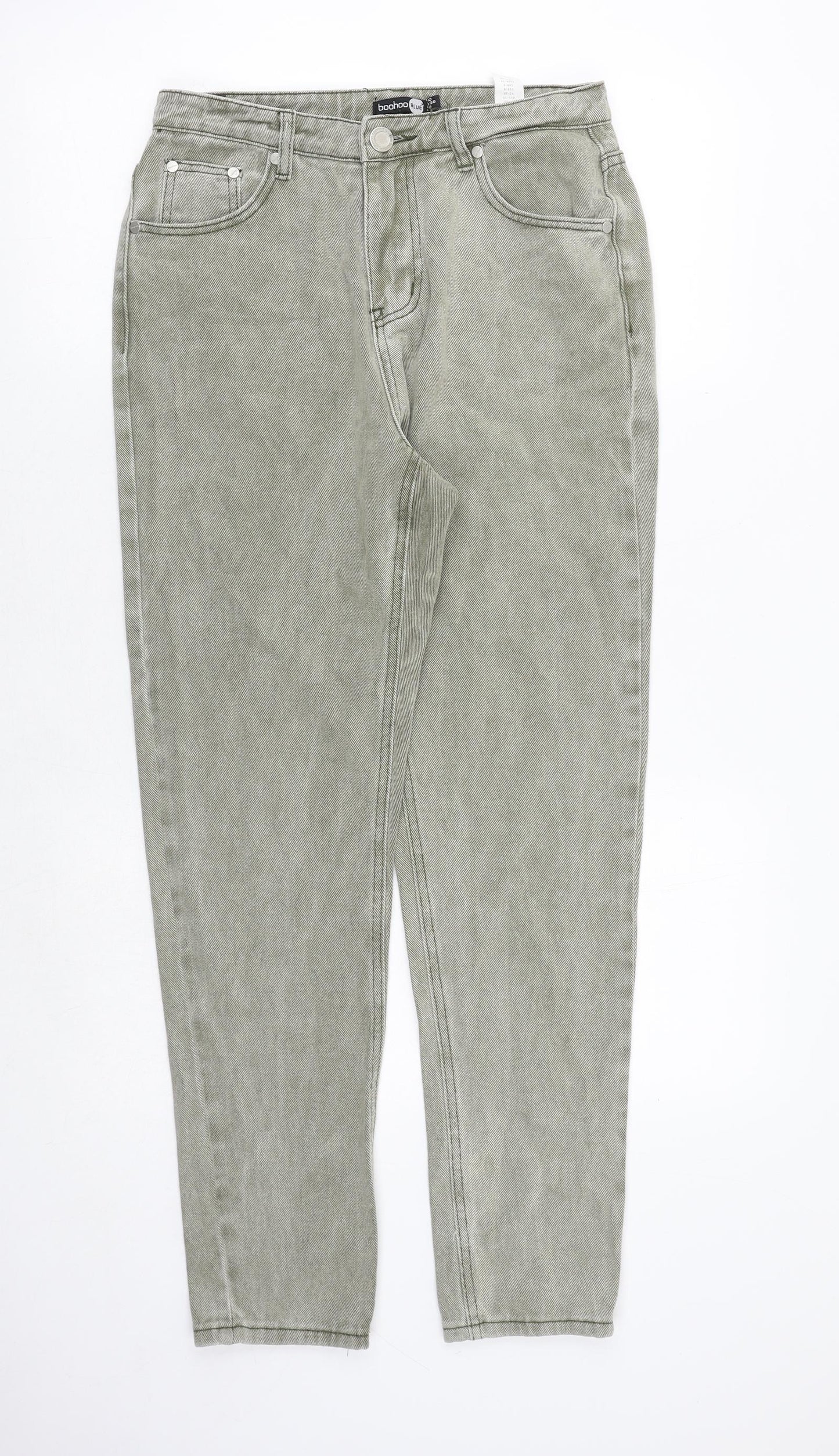 Boohoo Womens Green Cotton Skinny Jeans Size 10 Regular Zip