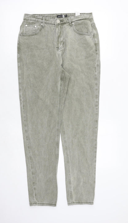 Boohoo Womens Green Cotton Skinny Jeans Size 10 Regular Zip