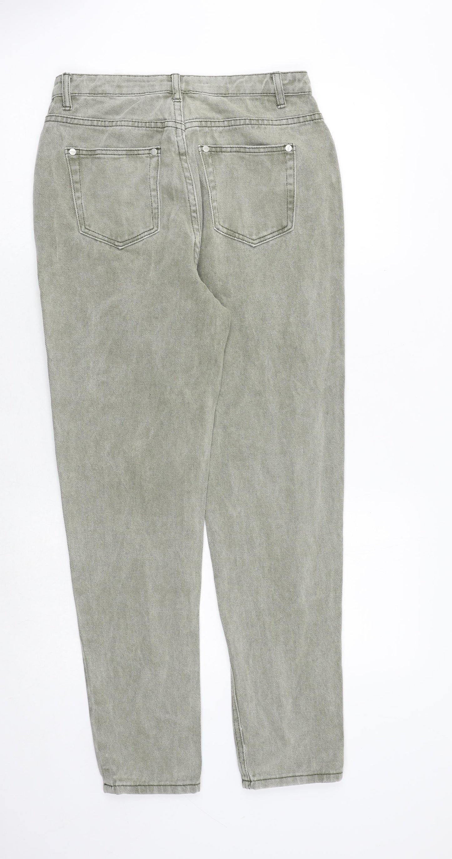 Boohoo Womens Green Cotton Skinny Jeans Size 10 Regular Zip