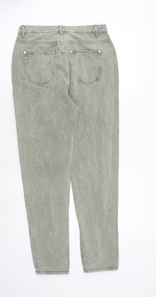 Boohoo Womens Green Cotton Skinny Jeans Size 10 Regular Zip