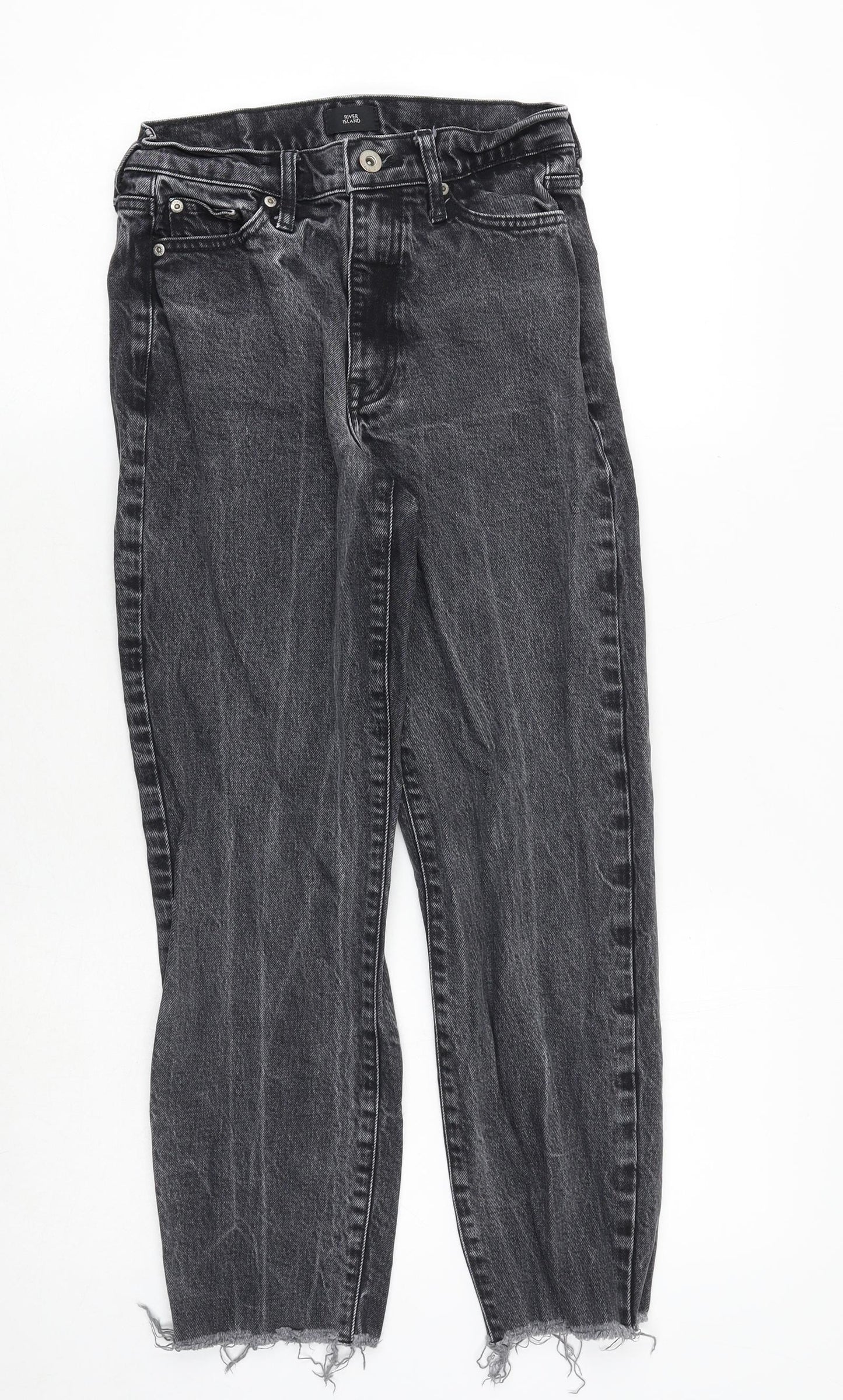 River Island Womens Grey Cotton Straight Jeans Size 6 Regular Zip