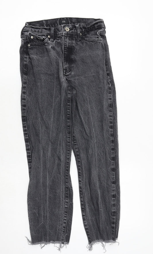River Island Womens Grey Cotton Straight Jeans Size 6 Regular Zip