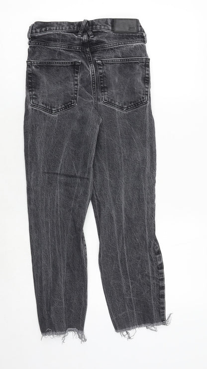 River Island Womens Grey Cotton Straight Jeans Size 6 Regular Zip