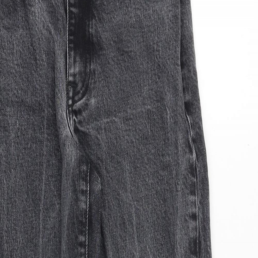 River Island Womens Grey Cotton Straight Jeans Size 6 Regular Zip