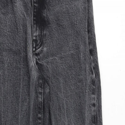 River Island Womens Grey Cotton Straight Jeans Size 6 Regular Zip