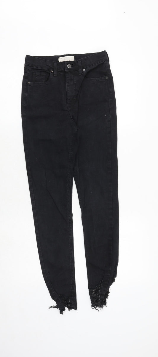 Topshop Womens Black Cotton Skinny Jeans Size 26 in Regular Zip