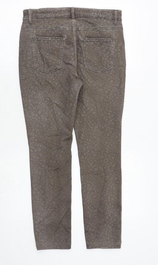 Mac Womens Brown Animal Print Cotton Skinny Jeans Size 10 Regular Zip - Leopard Pattern