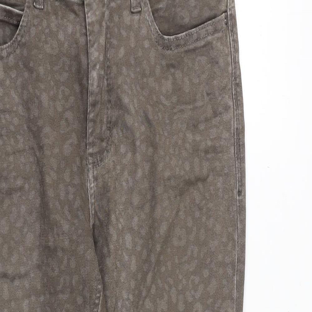 Mac Womens Brown Animal Print Cotton Skinny Jeans Size 10 Regular Zip - Leopard Pattern