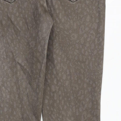 Mac Womens Brown Animal Print Cotton Skinny Jeans Size 10 Regular Zip - Leopard Pattern