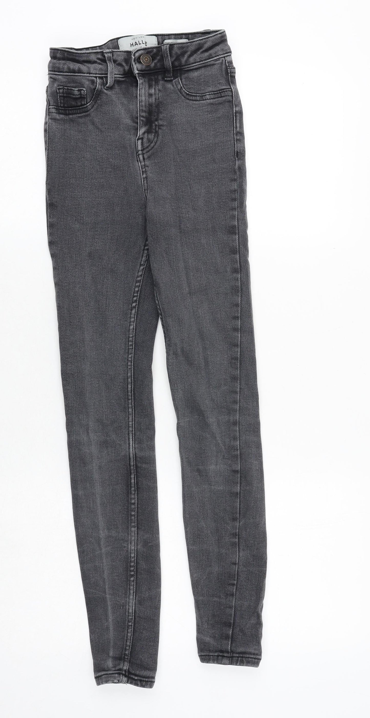 New Look Womens Grey Cotton Skinny Jeans Size 6 Regular Zip