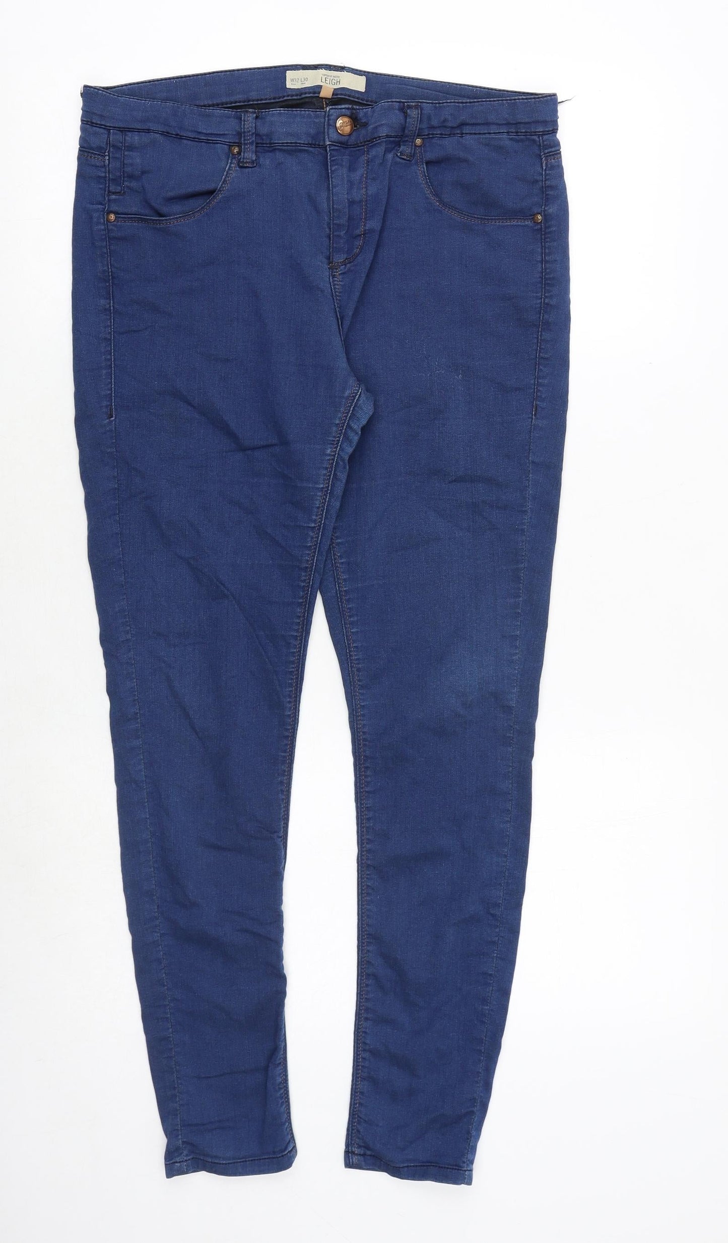 Topshop Womens Blue Cotton Skinny Jeans Size 32 in Regular Zip