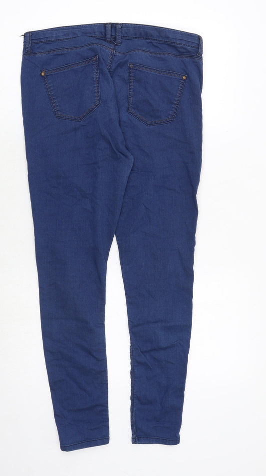 Topshop Womens Blue Cotton Skinny Jeans Size 32 in Regular Zip