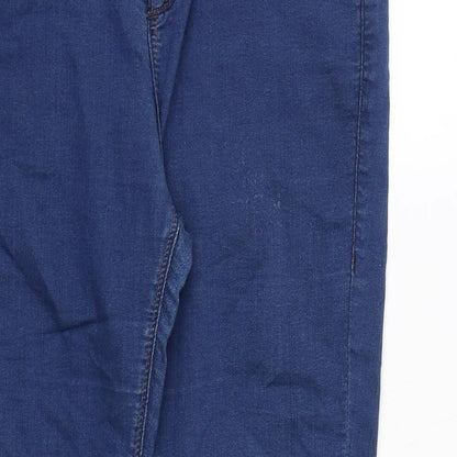 Topshop Womens Blue Cotton Skinny Jeans Size 32 in Regular Zip