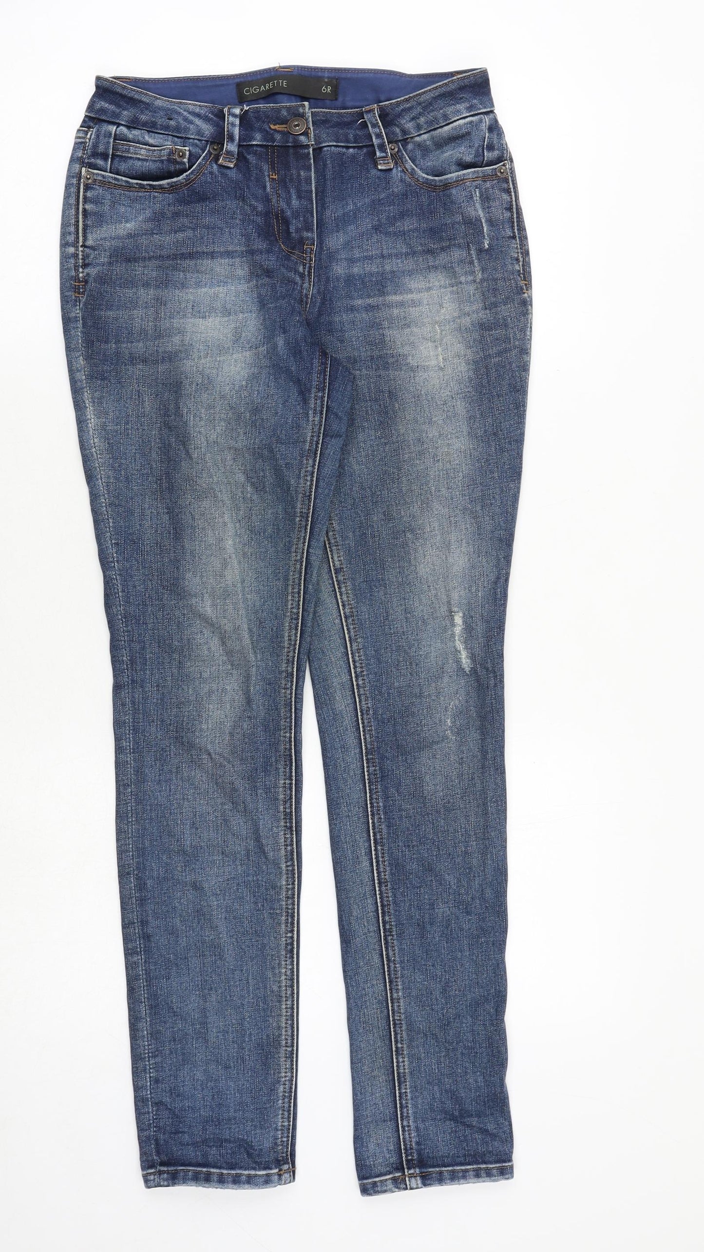 NEXT Womens Blue Cotton Capri Jeans Size 6 Regular Zip