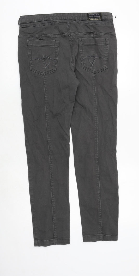 River Island Womens Grey Cotton Straight Jeans Size 12 Regular Zip