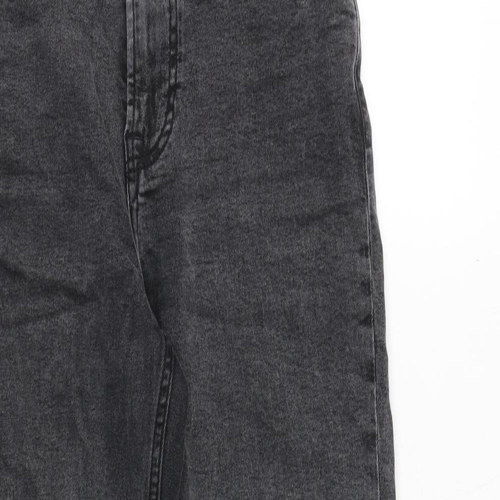 Mango Womens Grey Cotton Bootcut Jeans Size 8 Regular Zip - Frayed Hem