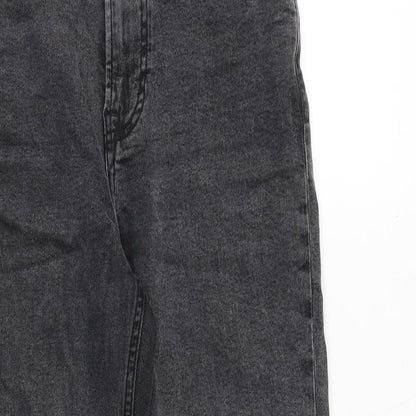 Mango Womens Grey Cotton Bootcut Jeans Size 8 Regular Zip - Frayed Hem