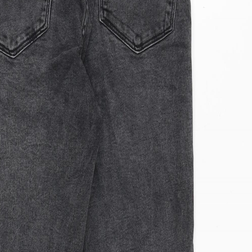 Mango Womens Grey Cotton Bootcut Jeans Size 8 Regular Zip - Frayed Hem