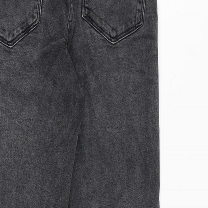 Mango Womens Grey Cotton Bootcut Jeans Size 8 Regular Zip - Frayed Hem