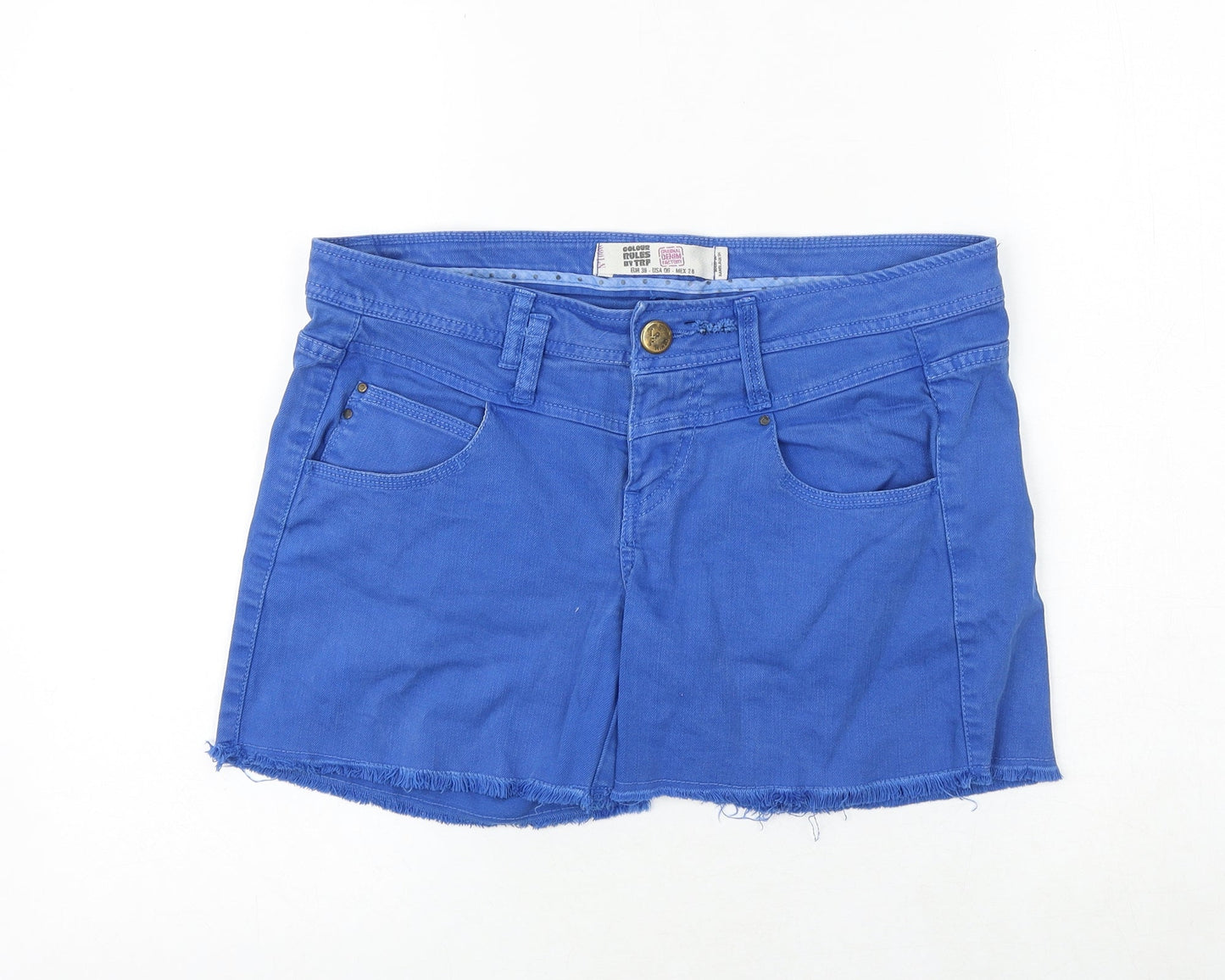 TRF Womens Blue Cotton Cut-Off Shorts Size 10 Regular Zip