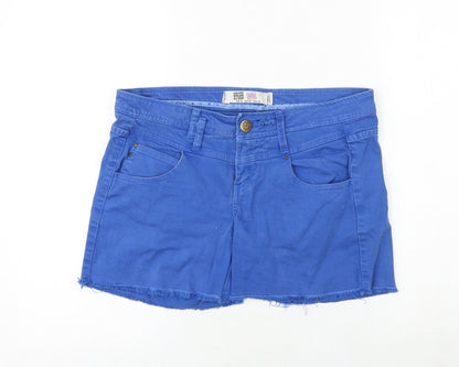 TRF Womens Blue Cotton Cut-Off Shorts Size 10 Regular Zip
