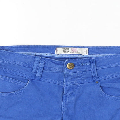 TRF Womens Blue Cotton Cut-Off Shorts Size 10 Regular Zip